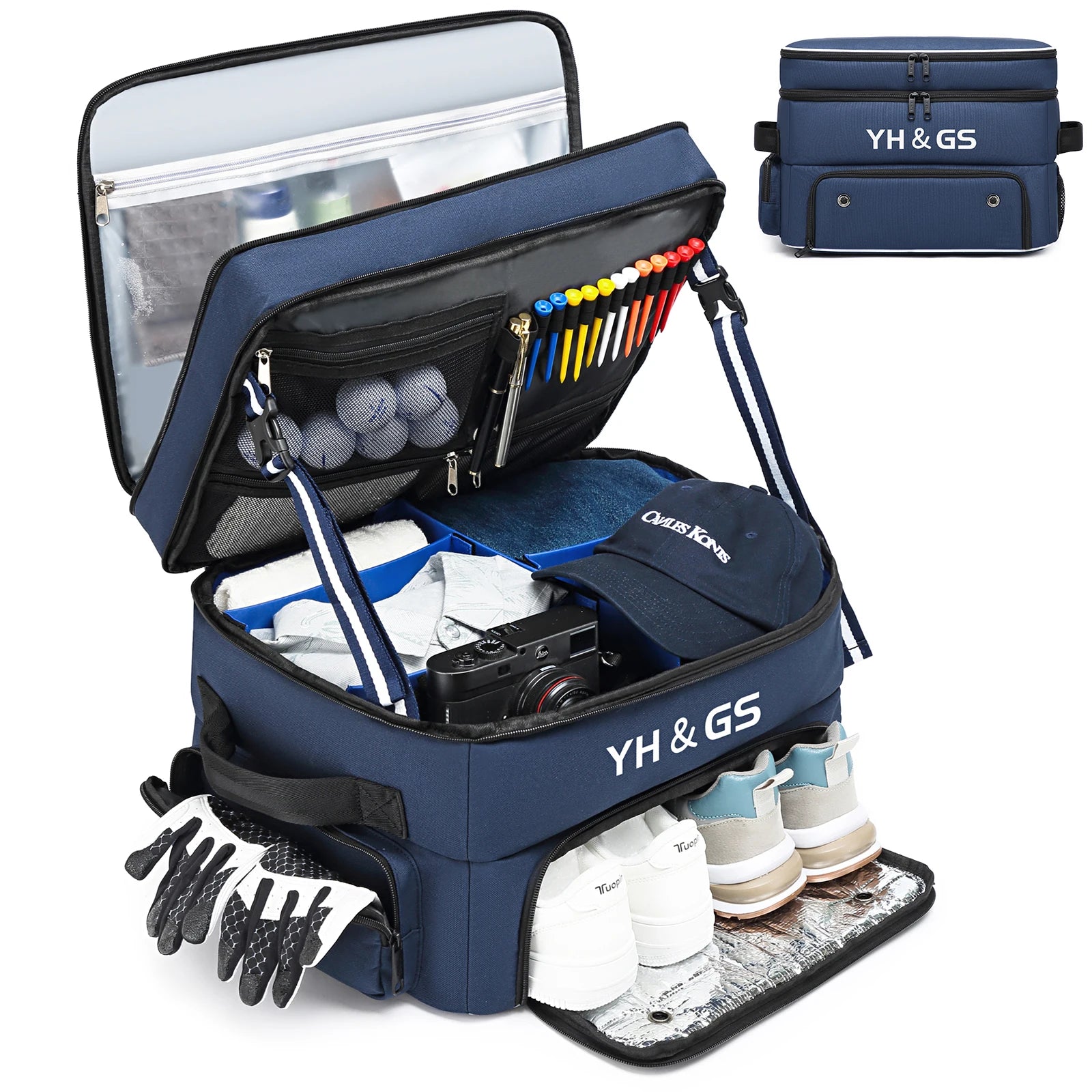 Golf Trunk Organizer - Collapsible Golf Shoe Bag with Separate Ventilated Compartment